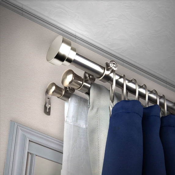 Contemporary Home Living 125.5" Silver Solid Contemporary Triple Curtain Rod