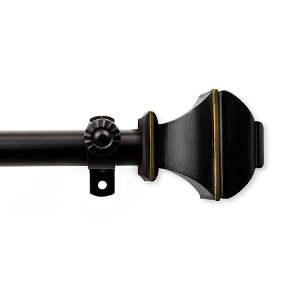 Contemporary Home Living 125" Black Maryland Contemporary Single Window Curtain Rod