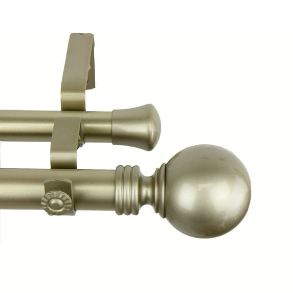 Contemporary Home Living 126" Gold Round Contemporary Double Curtain Rod