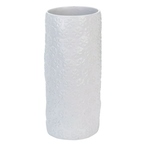 Contemporary Home Living 13" White Contemporary Sculpted Snowflake Christmas Vase