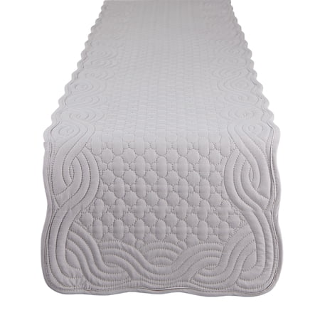Contemporary Home Living 13" x 72" Solid Gray Rectangular Home Essentials Quilted Farmhouse Table