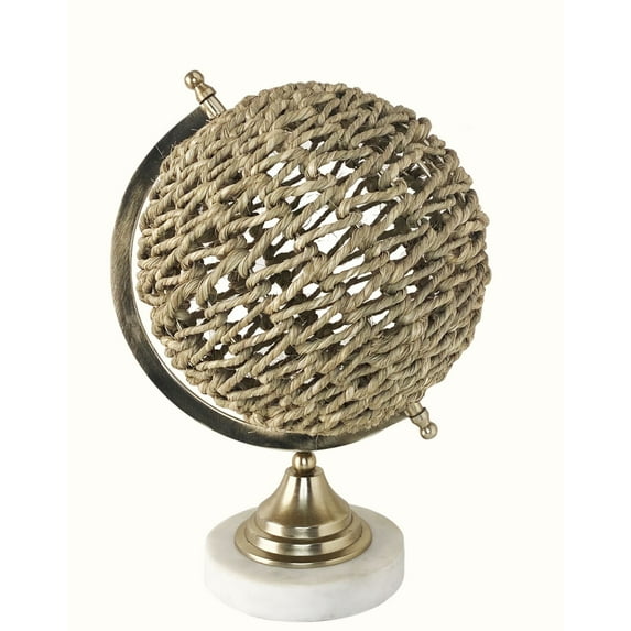 Contemporary Home Living 14.5" Brown and White Large Jute Globe Table Top Decor