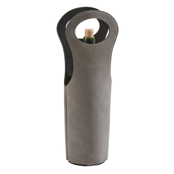 Contemporary Home Living 14.5" Gray Leatherette Wine Holder