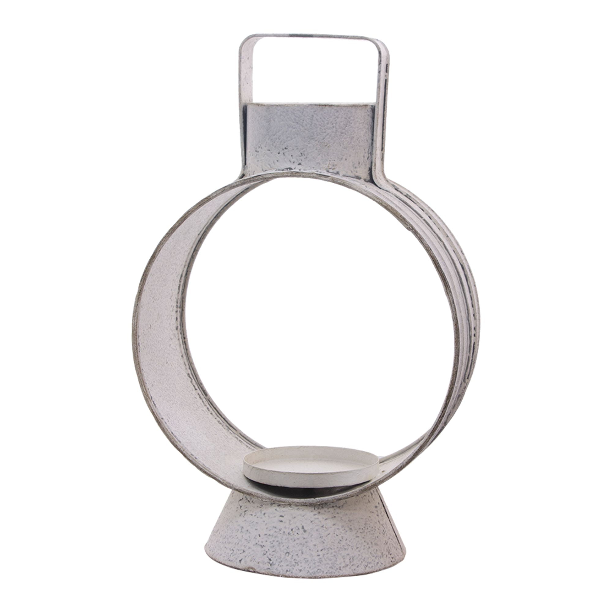 Contemporary Home Living 14.75" White And Gray Round Large Open Lantern