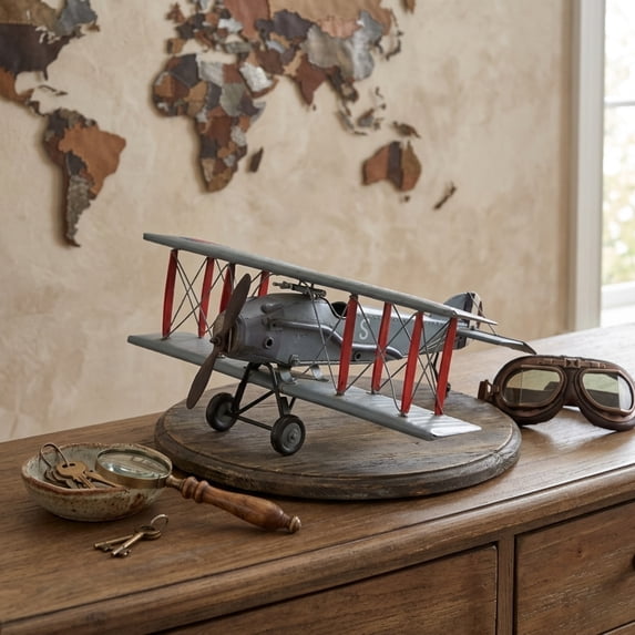 Contemporary Home Living 14" Gray and Blue 1916 Bristol F28 Fighter Plane Tabletop Decoration