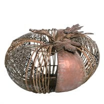 14" Traditional Style Gold Fall Harvest Accent Copper Pumpkin Decor