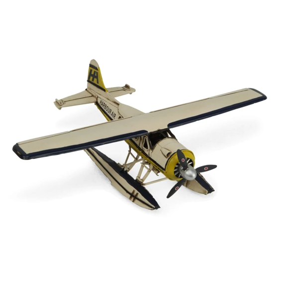 Contemporary Home Living 14" White and Yellow Sea Propeller Plane Tabletop Decoration