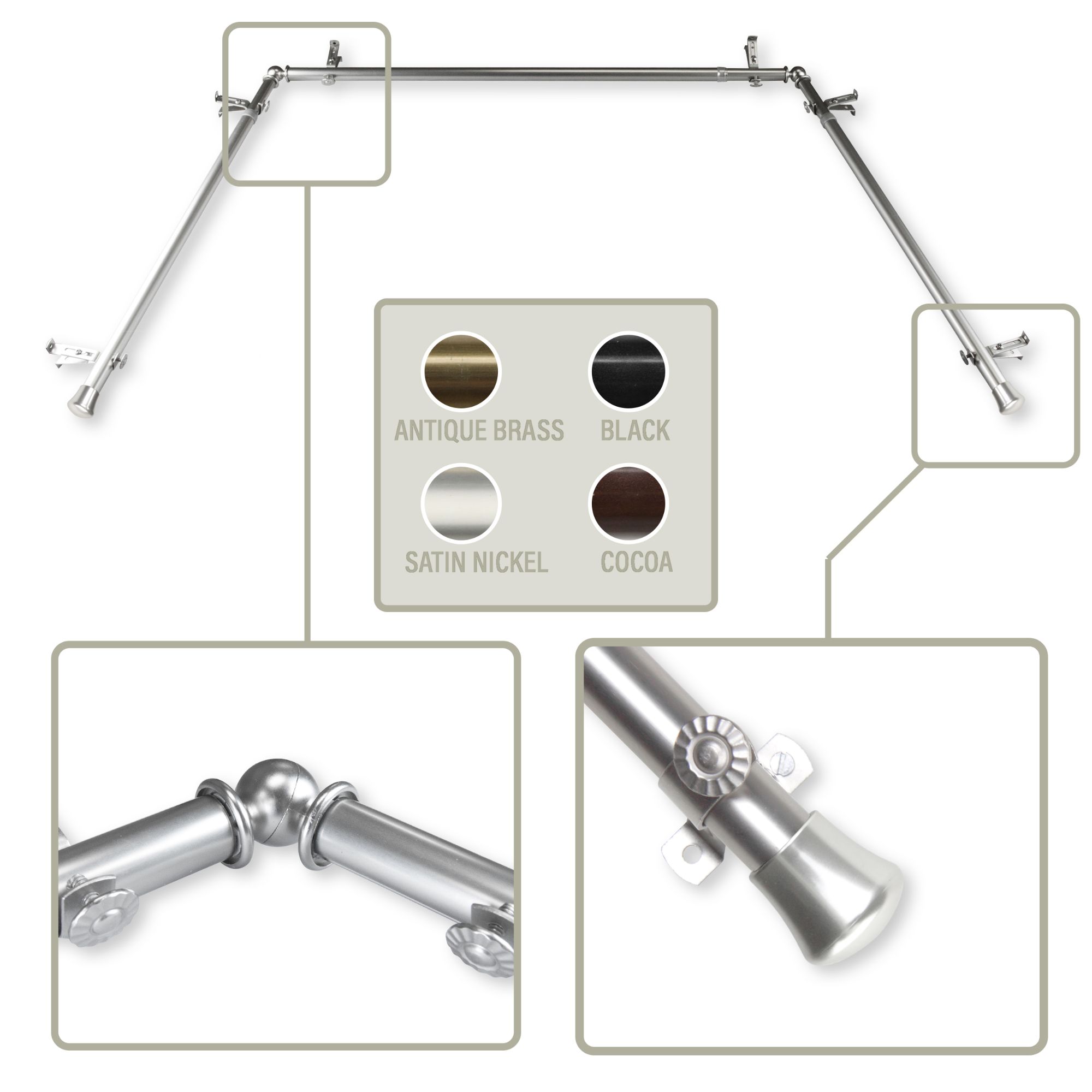 Contemporary Home Living 144" Silver Solid Contemporary Bay Window