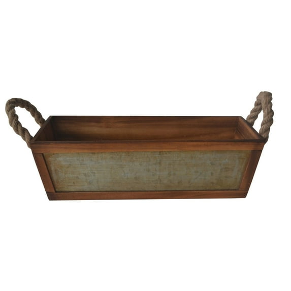 Contemporary Home Living 15.75" Brown and Gray Galvanized Storage Basket with Handles