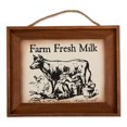thumbnail image 1 of Contemporary Home Living 15.75" Brown and White Fresh Milk Rectangular Farmhouse Sign, 1 of 5