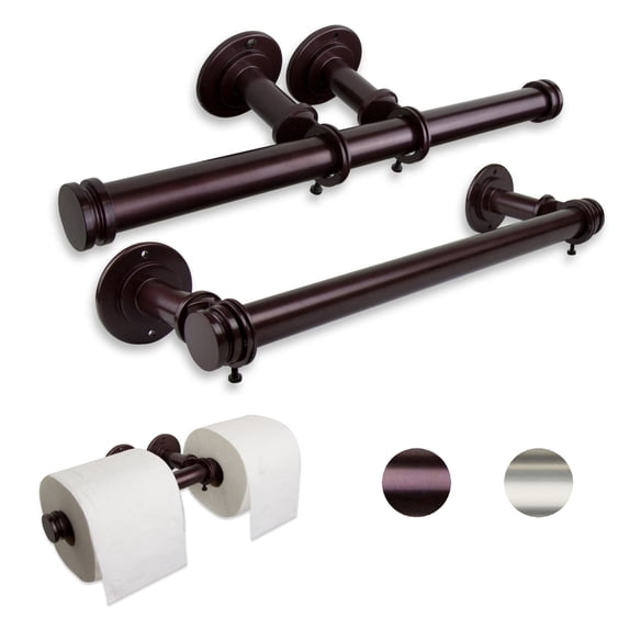 Contemporary Home Living 15" Bronze Contemporary Double Toilet Paper Holder