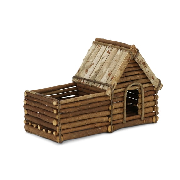 15" Coffee Brown Twig Bird House with Rectangular Storage Planter