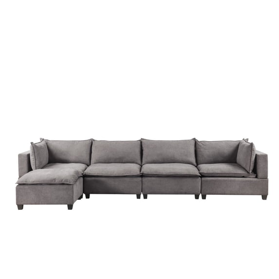 Contemporary Home Living 157" Madison Light Gray 5-Piece Modular Sectional Sofa Chaise
