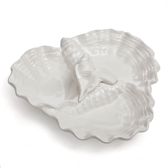 Contemporary Home Living 16.25" White Triple Shell Serving Platter