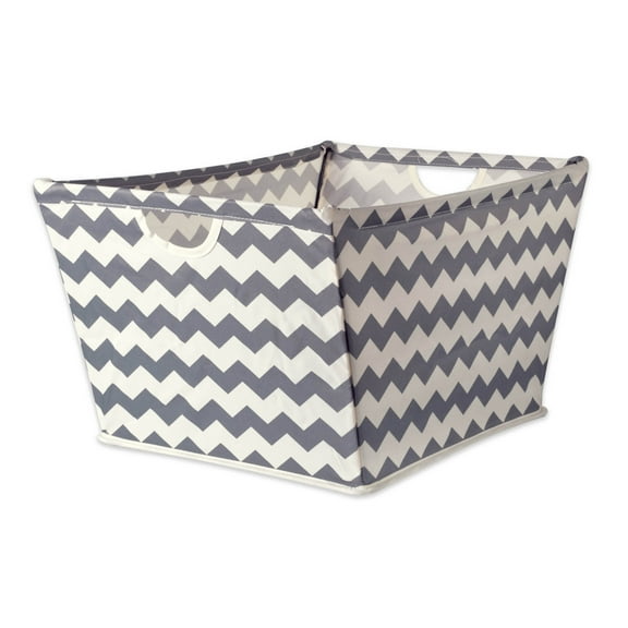 DII Collapsible Polyester Storage Bin, Trapezoid Chevron, Gray, Medium