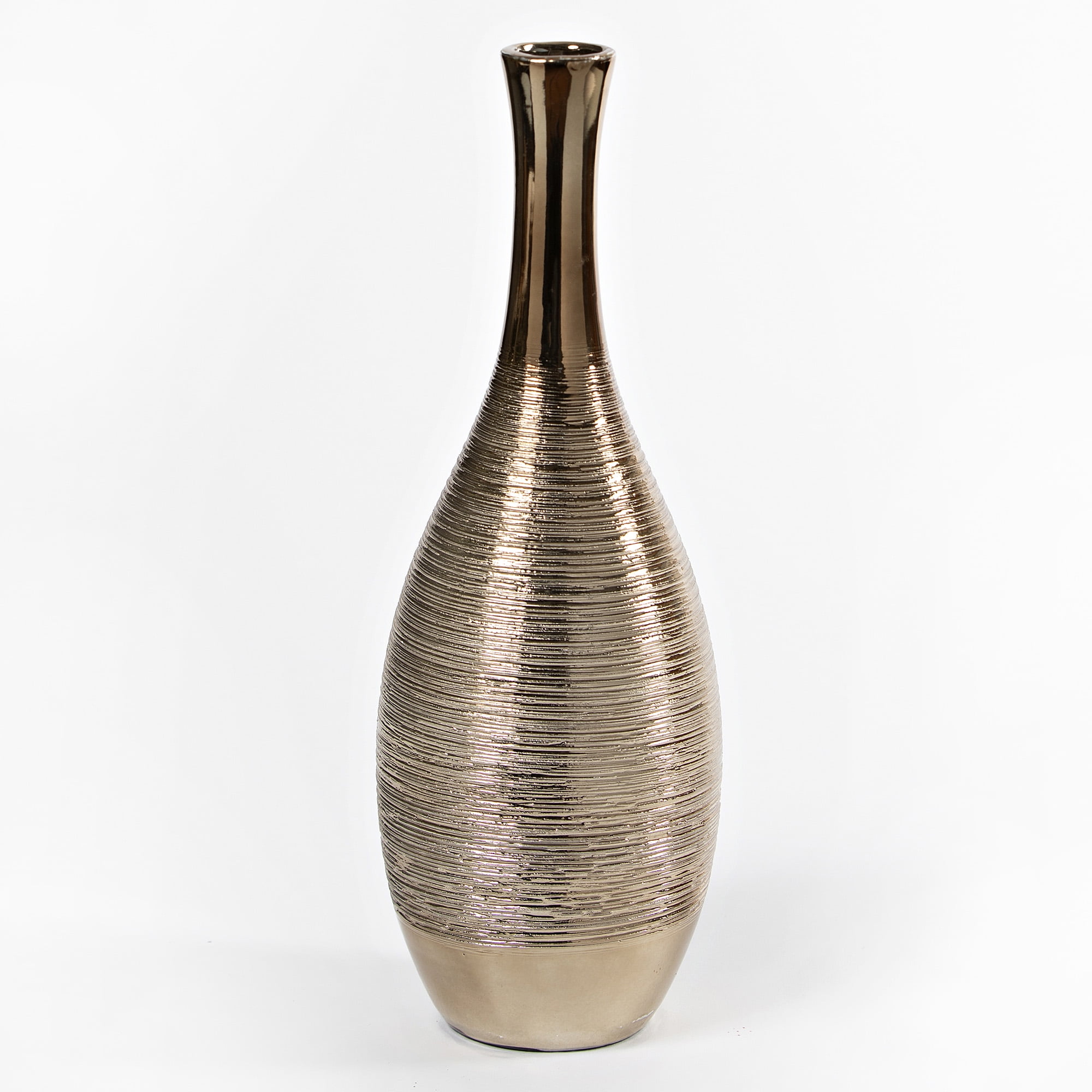 Contemporary Home Living 16" Shinny Bronze Unique Tall Bowling Pin Vase