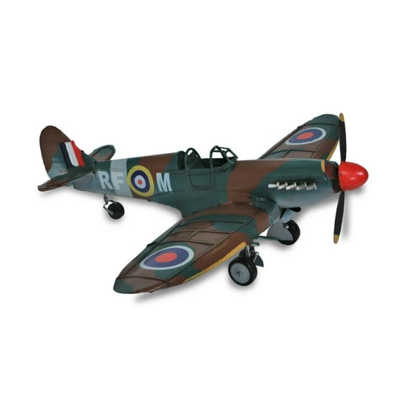 Contemporary Home Living 17.75" Green and Brown 1940 WWII Spitfire Fighter Airplane Tabletop