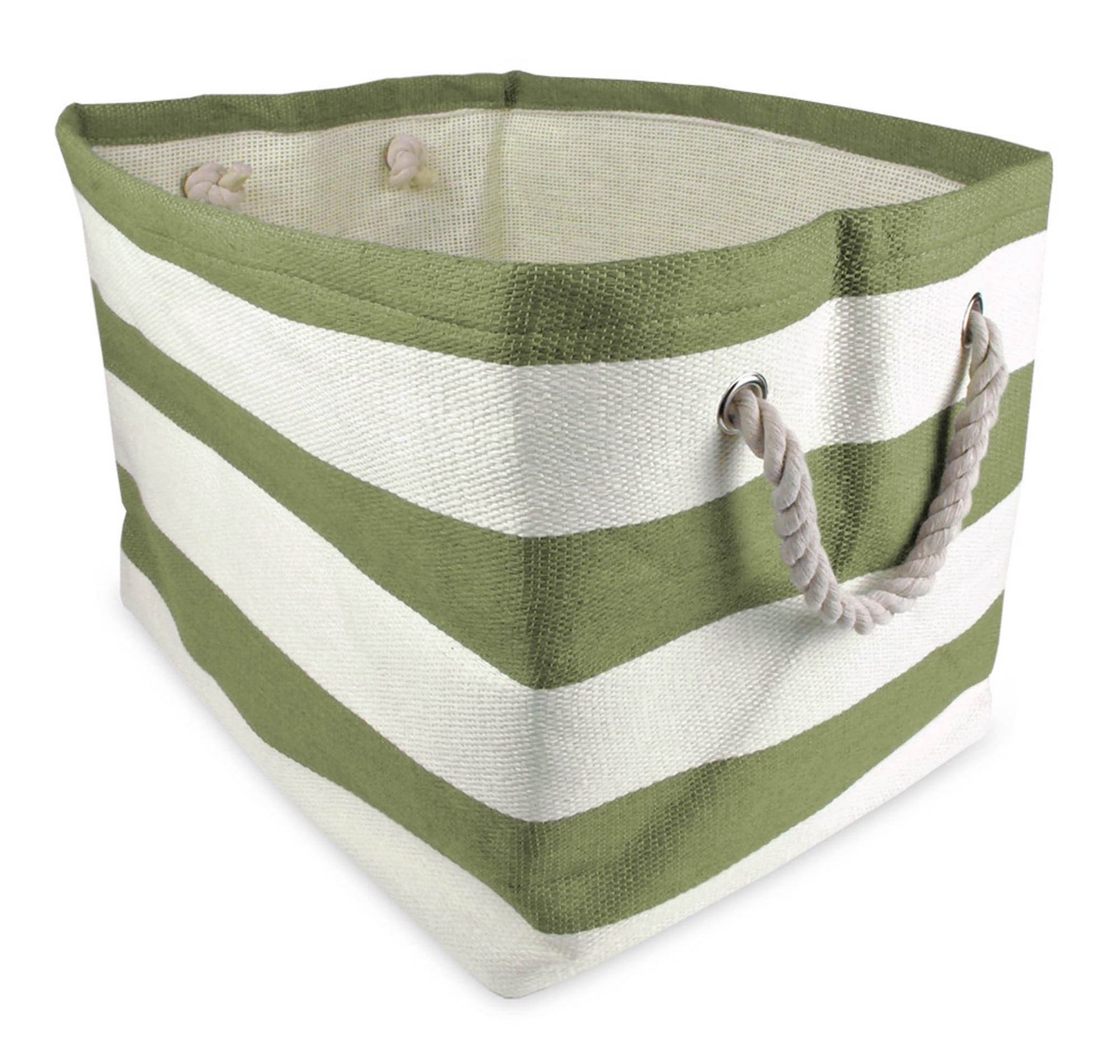 Contemporary Home Living 17" Green and White Stripe Storage and Laundry Bin