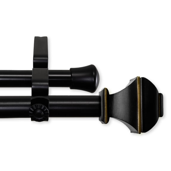 Contemporary Home Living 175" Jet Black Solid Contemporary Double Curtain Rod