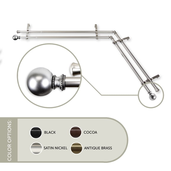 Contemporary Home Living 177" Silver Adjustable Double Corner Window Curtain Rod