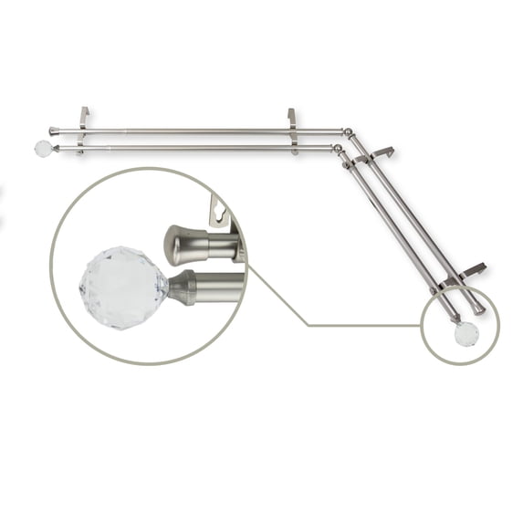 Contemporary Home Living 177" Silver Contemporary Double Corner Window Curtain Rod