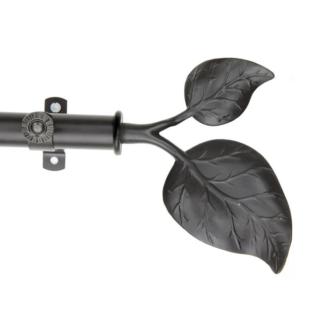 Contemporary Home Living 178" Black Eve Leaves Contemporary Single Window Curtain Rod