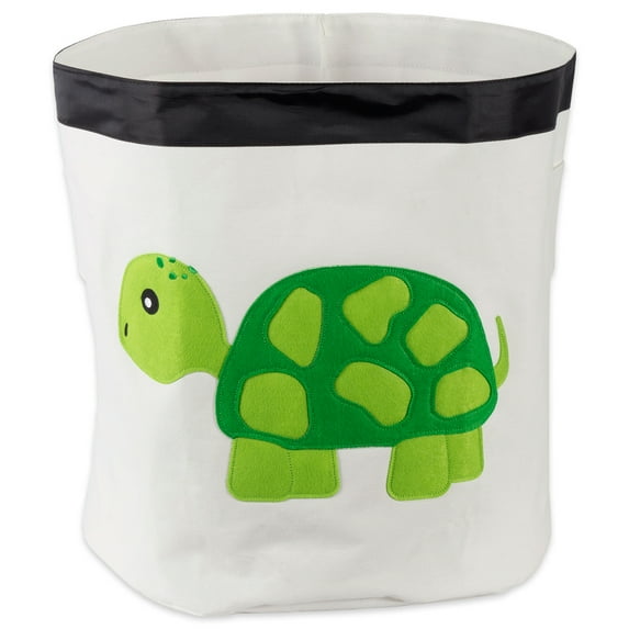 Contemporary Home Living 18" Green and White Turtle Themed Storage Basket