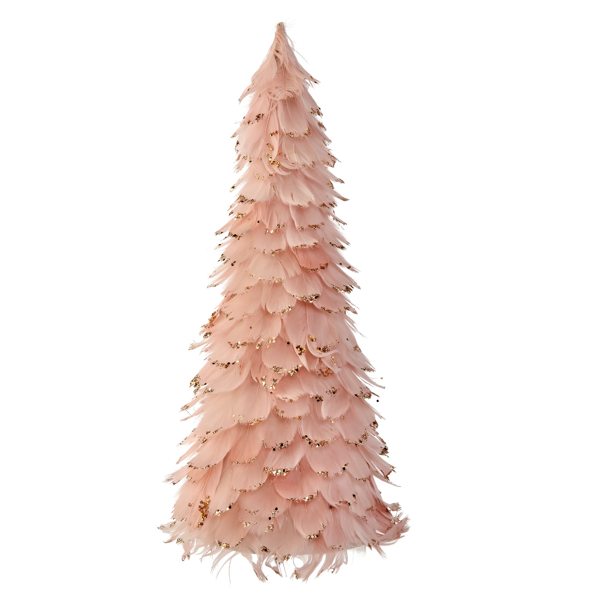 Contemporary Home Living 18" Pink Feather Cone Christmas Tree with Glitter Tips