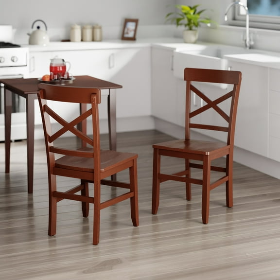 Contemporary Home Living 2-Piece Crossback Dining Chairs - 36" - Walnut Finish