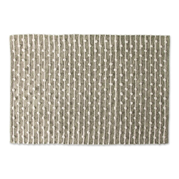 Contemporary Home Living 2' x 3' Striped Cotton Loop Area Throw Rug - Antique Green and Cream