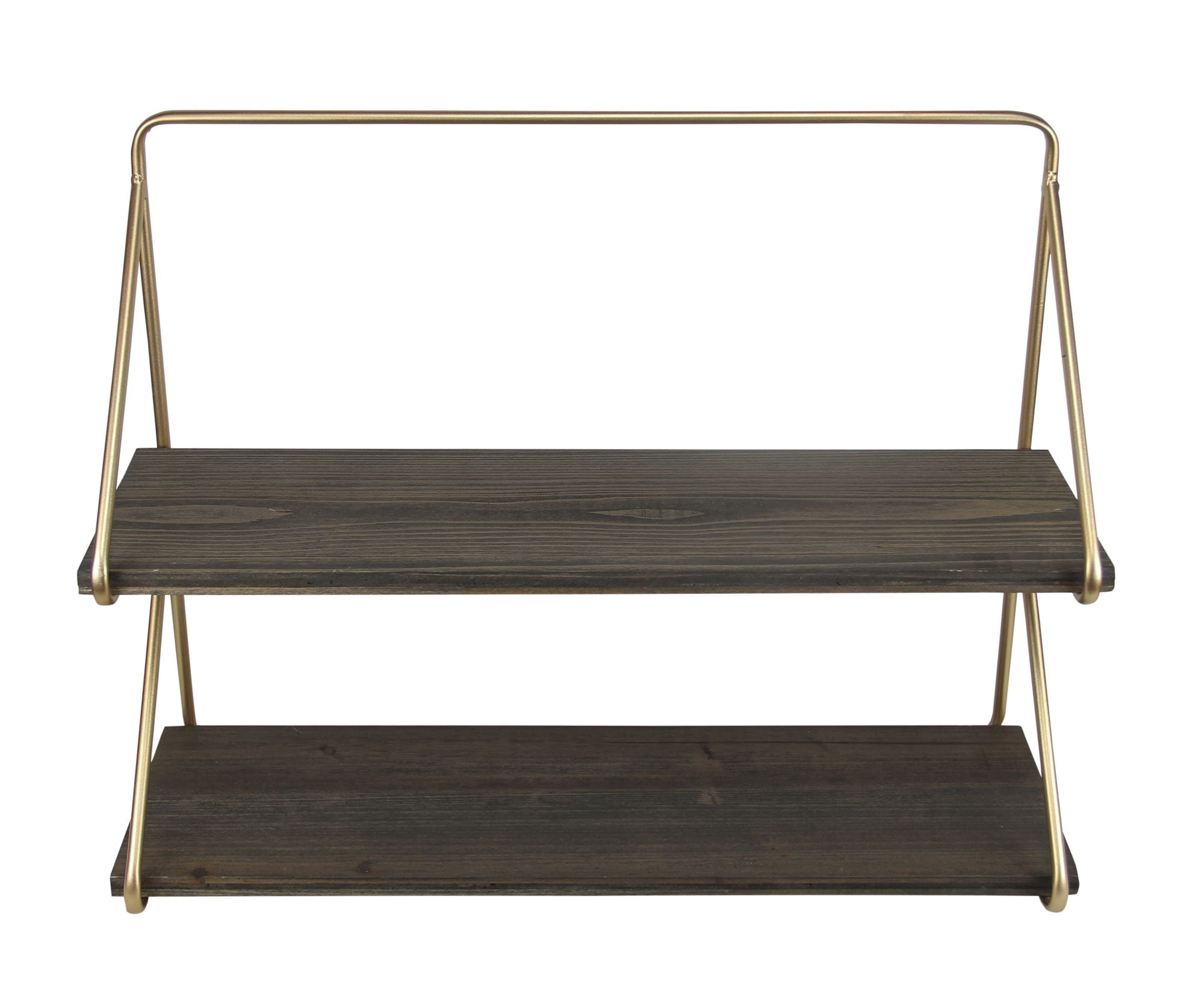 Contemporary Home Living 20.75" Brown and Gold Contemporary 2 Tier Wall