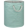 thumbnail image 1 of Contemporary Home Living 20" Aqua Green and White Pinstripe Round Large Bin, 1 of 2