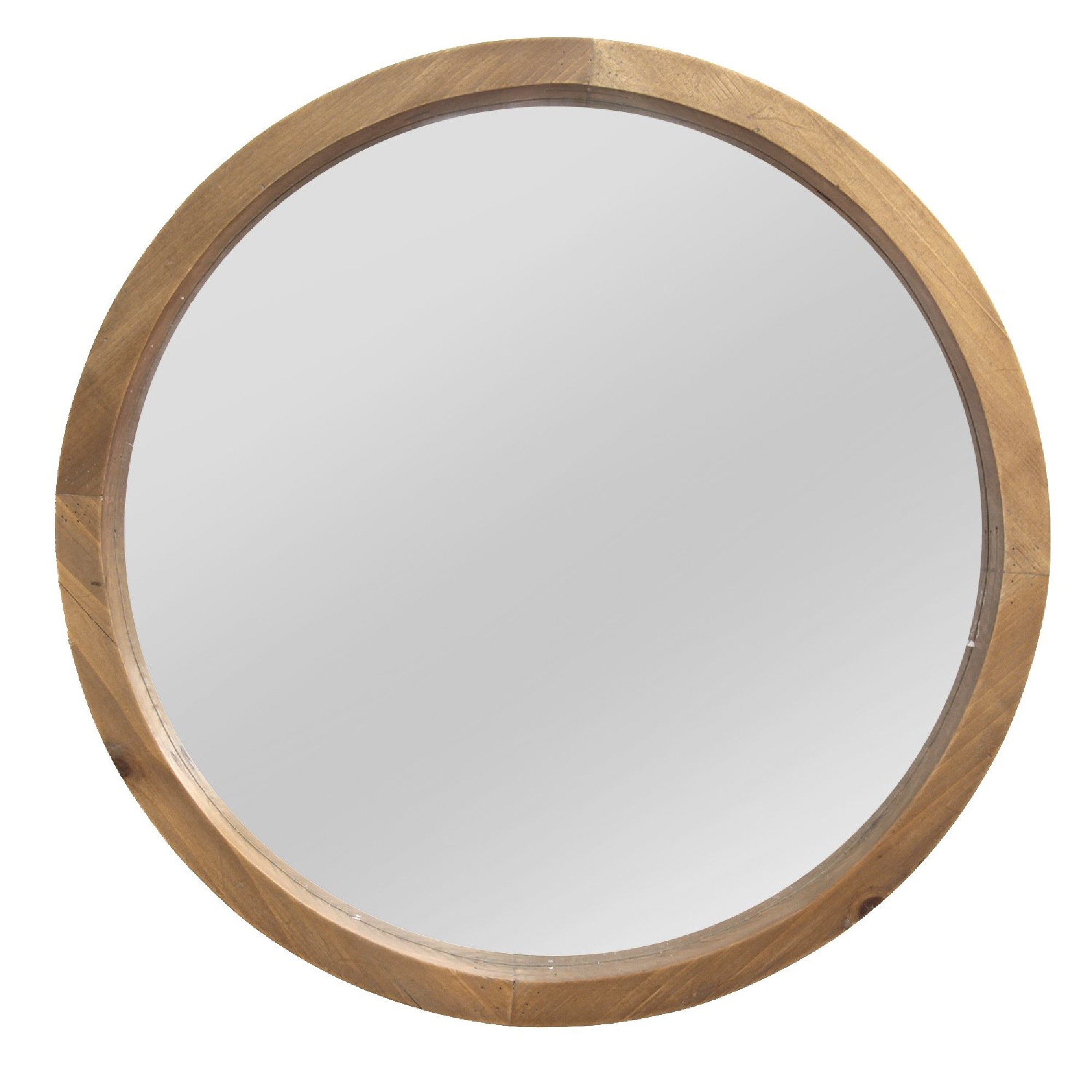 Contemporary Home Living 20" Brown Solid Round Wood Mirror