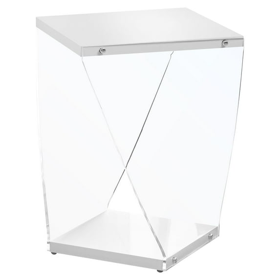 Contemporary Home Living 21.25" Clear and White Glossy Rectangular Accent Table