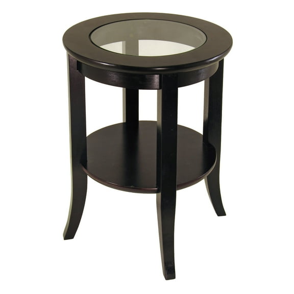Contemporary Home Living 22.5" Dark Espresso Elegant Genoa Round Shaped Glass Top End Table