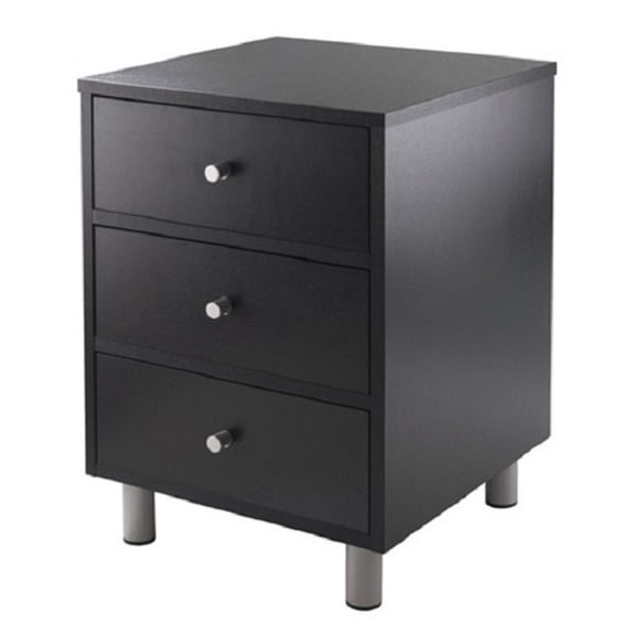 Contemporary Home Living 22 Black Wood Accent Table with 3 - Drawers