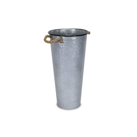 Contemporary Home Living 22" Gray French Bucket Planter with Side Swinging 2 Rope Handles