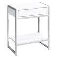 thumbnail image 1 of Contemporary Home Living 23.75" Glossy White and Silver Contemporary Rectangular Side Accent Table, 1 of 4