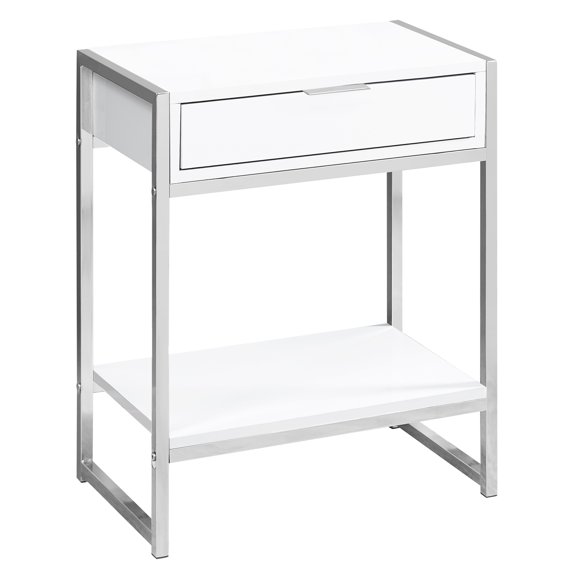 Contemporary Home Living 23.75" Glossy White and Silver Contemporary Rectangular Side Accent Table
