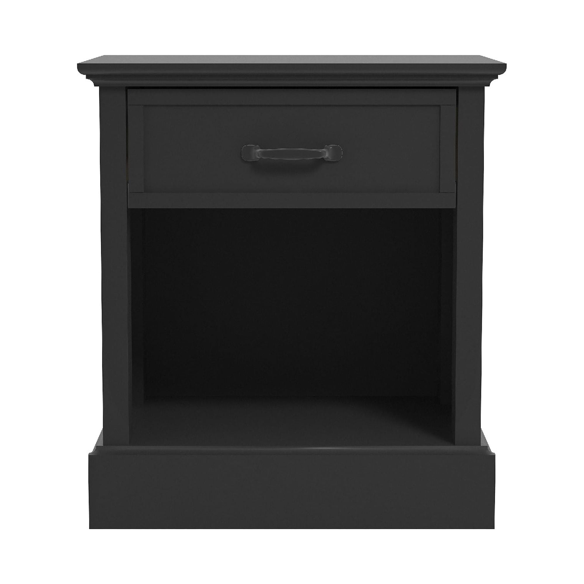 Contemporary Home Living 24.25" Black Wooden Bedside Table Drawer Nightstand