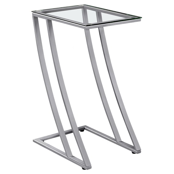 Contemporary Home Living 24" Silver and Clear Contemporary Rectangular Accent Table with Glass Top