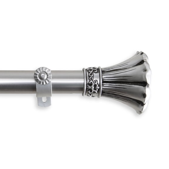 Contemporary Home Living 245.5" Satin Nickel Fuga Contemporary Single Window Curtain Rod