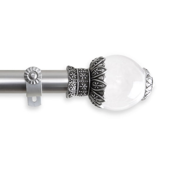 Contemporary Home Living 246.25" Silver and White Ray Contemporary Curtain Rod