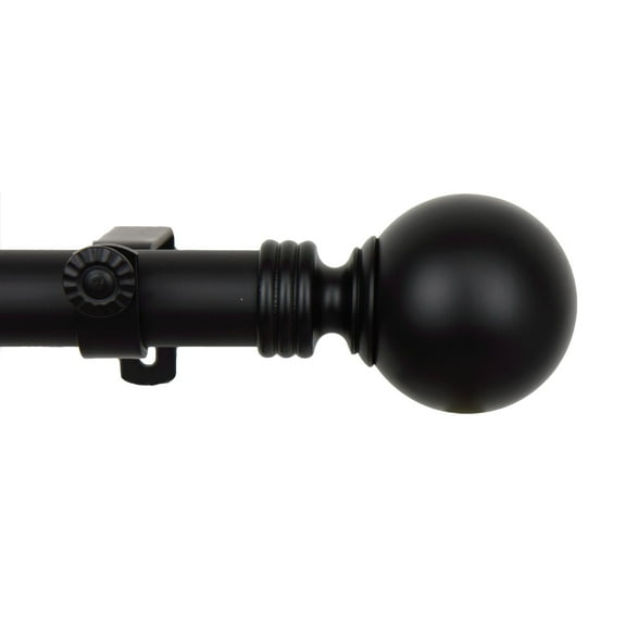 Contemporary Home Living 246" Black Round Single Curtain Rod With a Circular Knob