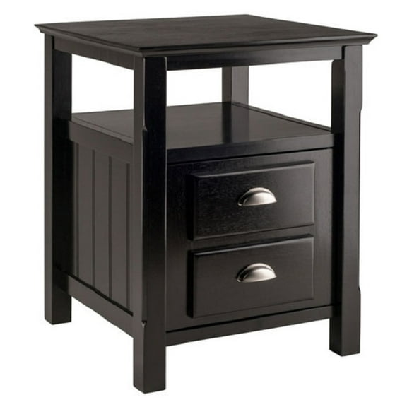 Contemporary Home Living 25 Black Timber Bedroom Nightstand