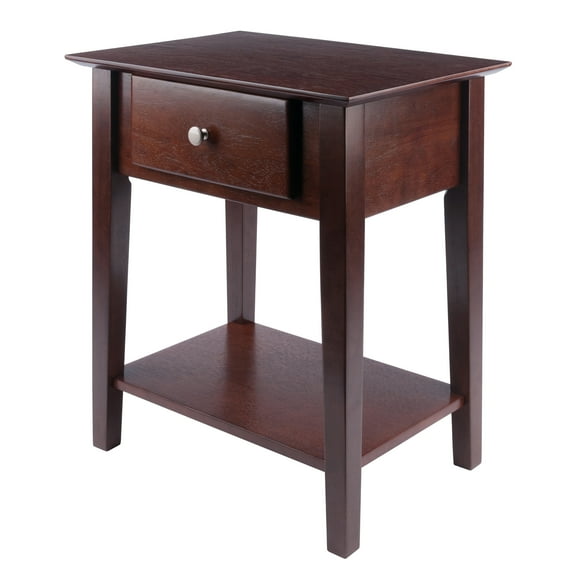 Contemporary Home Living 25 Brown Shaker Night Stand End Table with Drawer