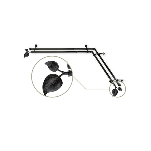 Contemporary Home Living 251" Black Contemporary Double Corner Window Curtain Rod