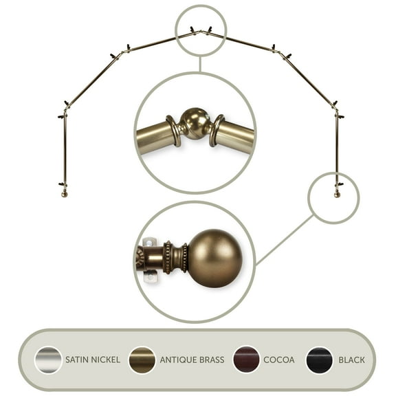 Contemporary Home Living 263-Inch Gold 6-Sided Bay Bendable Window Curtain Rod