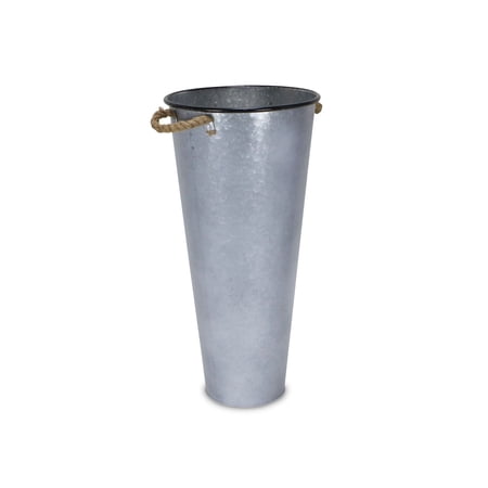 Contemporary Home Living 27.5" Gray French Bucket Planter with Side Swinging 2 Rope Handles