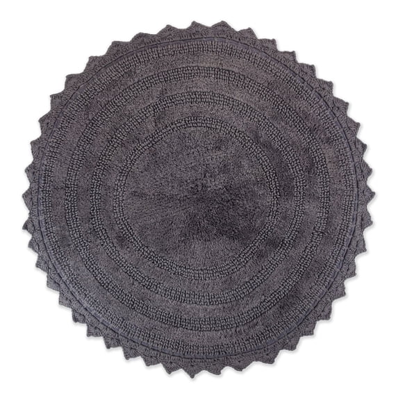 Contemporary Home Living 27.5" Gray Round Crochet Bath Mat